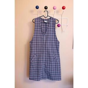 Vintage Sonoma Plaid Jumper Dress – Blue & Red Sleeveless 90s Grunge Style